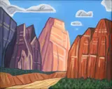 Keith Davis, Interpretation of St. Elena Canyon, Big Bend, acrylic on canvas