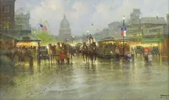 G. Harvey, Cowhands and Trolleys, giclee on canvas