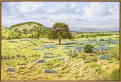 Charles N. Pruitt, Bluebonnets, oil on canvas