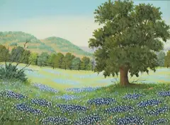 Martha Jo Rowland, Bluebonnet Landscape, acrylic on canvas