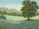 Martha Jo Rowland, Bluebonnet Landscape, acrylic on canvas