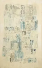 Leonard Ruben, Faces, mixed media collage on canvas