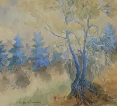 Robert Sonne, Forest Landscape, watercolor painting on paper