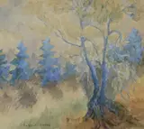 Robert Sonne, Forest Landscape, watercolor painting on paper