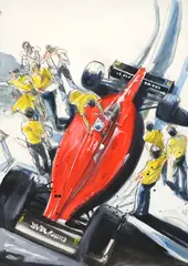 Hans Voss, 'Postponed Is Not Defeated, mixed media on paper