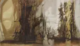 Cecil Lang Casebier, Forest Landscape, oil on Masonite