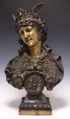 Arthur Waagen, Time is Money, Patinated bronze bust