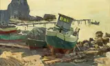 Serguei Babkov, Beached Boats, oil on board