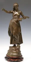 La Chanson by Auguste Paris, Patinated bronze figural sculpture/ clock topper, offered Jan 2024