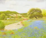 Hugo Alberto Herbeck, Bluebonnet Ranch, oil on canvas