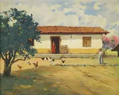 Abstract by Orózio Belém, oil on canvas, offered Jan 2024