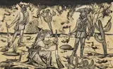 Aldemir Martins, Cangaceiros, black ink painting on paper