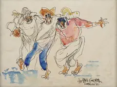 Acapulco by John August Groth, ink and watercolor painting on paper, offered Jan 2024