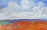 William Llewellyn Hoey, Red Grass, Gray Sky, pastel drawing on paper