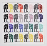 Pedro Friedeberg, Loteria Canina, silkscreen print in colors on paper