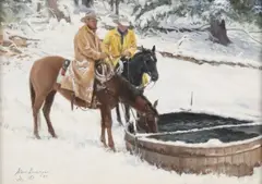 Steve Devenyns, Snowy Oasis, oil on canvas