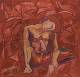 Truman Marquez, Seated Woman, oil painting on stretched canvas