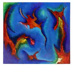 Abstract Composition by Javier Lopez Barbosa, oil on stretched canvas, offered Jan 2024