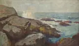 Richard Norris Brooke, Rocky Coast, oil on canvas