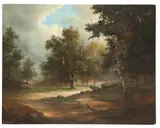 André Balyon, Oak and Birch Trees, oil on stretched canvas