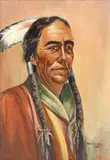 Winnie Faye Hinger, Portrait of a Native American, oil on canvas