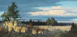 Terry Swanton Bateman, Grazing Pronghorns, oil on board