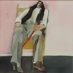 Sari Staggs, Seated Native American, watercolor painting on paper