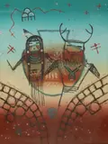 Dan Viets Lomahaftewa, Ancient Twins, monotype on paper