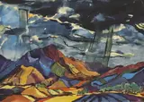Lois Rae Peterson, Sun Breaking Through the Clouds, watercolor painting on paper