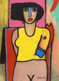 Female Portrait by Juan Carlos Aguilar Breceda, mixed media on paper, offered Nov 2023