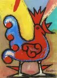Rooster by Juan Carlos Aguilar Breceda, mixed media on paper, offered Nov 2023