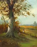 W. Bullen, Rural Landscape with Two Figures in the Foreground, oil on canvas