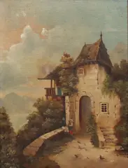 Alpine Landscape by E. Machard, oil on canvas, offered Nov 2023