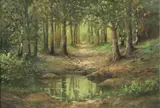 Lucien Chanay, Forest Landscape, oil on canvas
