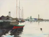 Rafael Diaz, Harbor Scene, oil on canvas