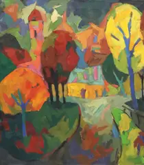 Zamkavaya Street in Grodno by R. Maisej, oil on stretched canvas, offered Nov 2023