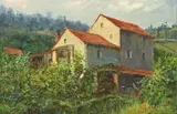 Giovanni Bottai, Country House, oil on canvas painting mounted to board