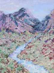 River Landscape by Judith L. Seay, oil on canvas, offered Nov 2023