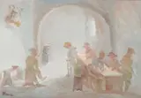 Mario Ginioli, Tavern Hall, oil on canvas