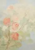 Mario Ginioli, Pink Roses, oil on panel