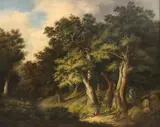 August Wilhelm Wedeking, Figure in Forest Landscape, oil on canvas