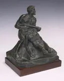 Augusto Murer, Studio per monumento al Partigiano, Patinated bronze sculpture