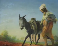 Madrecita bracia el mercado by Luis Coranzos, oil on canvas, offered Oct 2023