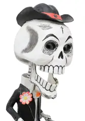 Catrin by Felipe Linares, Folk art painted cartoneria (papier-mache) calavera sculpture, offered Oct 2023