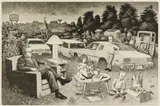 William [Bill] Battle Montgomery, Living Room, etching on paper