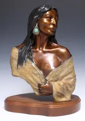 She who Watches by George Walby, Patinated and cold-painted bronze sculpture, offered Sep 2023