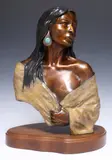George Walby, She who Watches, Patinated and cold-painted bronze sculpture