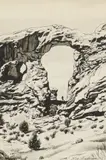 Roy Andersen, Natural Rock Arch with Silhouette, ink and ink wash on paper