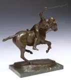 Jim Reno, Polo Player, Patinated bronze sculpture