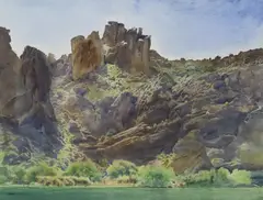 Merrill Mahaffey, Cliff Face, watercolor painting on paper